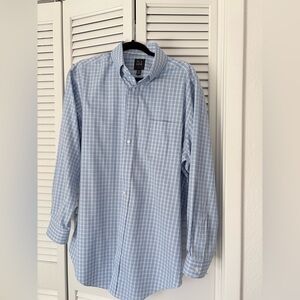Jos. A. Bank Light Blue Plaid Casual Shirt 17/33 tailored fit